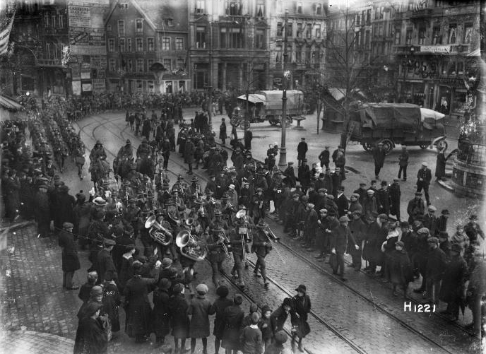NZEF marching through a Rhine town